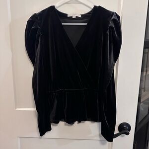 LOFT Elegant Black Velvet Blouse